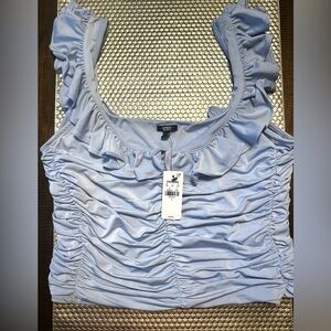 Express Sky Blue Ruched Blouse NWT